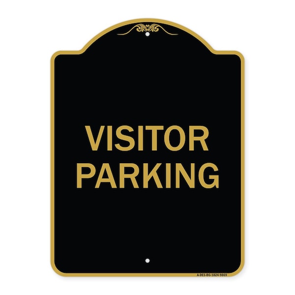 Signmission Designer Series Sign-Visitor Parking, Black & Gold Heavy-Gauge Aluminum, 24" x 18", BG-1824-9869 A-DES-BG-1824-9869 - main